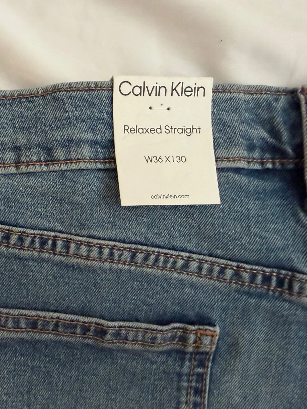 $99 Men's 36W 30L Calvin Klein Relaxed Straight Jeans 36x30 Blue Tundra